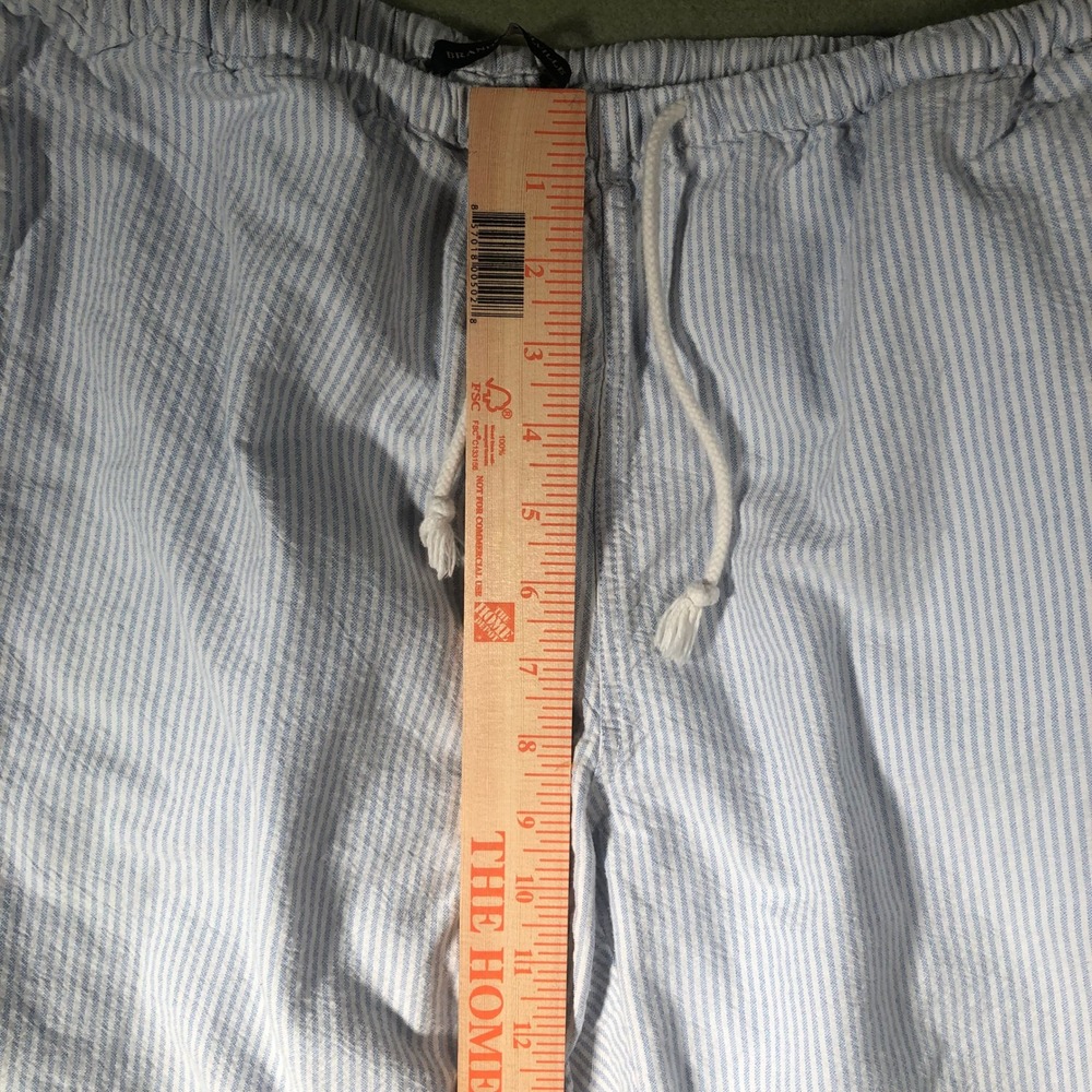 Brandy Melville Pants Womens One Size Blue White Striped Seersucker Drawstring - Picture 16 of 16